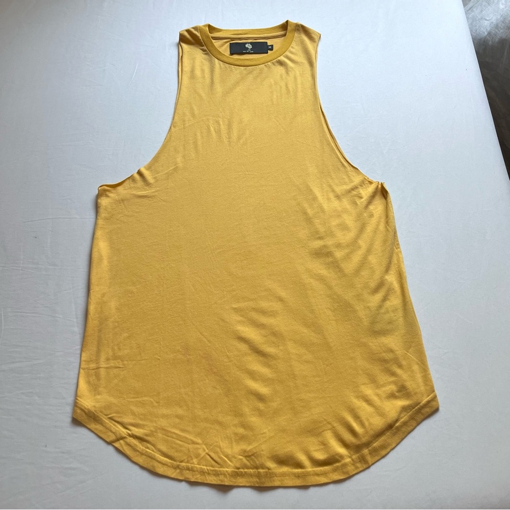 Darc Sport Yellow Dropped Armhole Raw Hem Tank Top